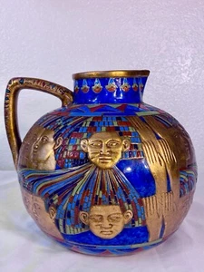 RARE 2002 Polychrome Ceramic Pitcher Veronese Egyptian Summit Collection Signed - Picture 1 of 15