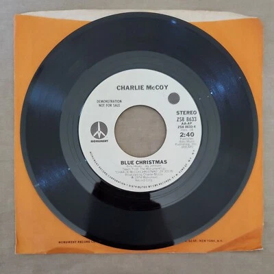 PROMO Charlie McCoy Blue Christmas/Christmas Cheer 7" 45 RPM MONUMENT ZS8-8633 - Image 1 of 3