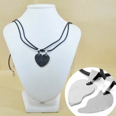 Collana ciondolo acciaio cuore spezzato incisione personalizzata colore argento - Immagine 1 di 4