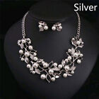 Pearls Crystal Tree Leaves Necklace Earring  Elegant Ladies Luxury Jewelry Se Sp
