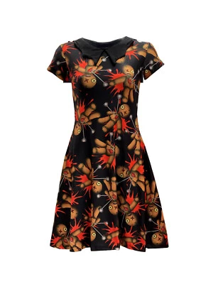 Gothic Voodoo Doll Collar Dress Rockabilly Alternative Retro Halloween Punk Emo - Image 1 of 2