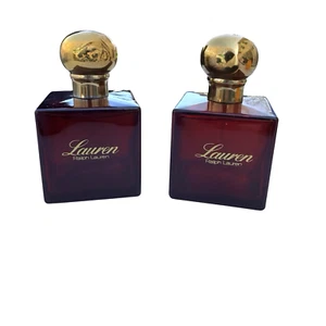 Lot of 2 Vintage Ralph Lauren 4 oz LAUREN Ruby Red Glass Cube Perfume EMPTY - Picture 1 of 11