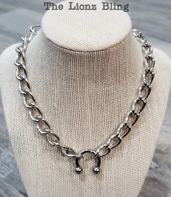 Collar Gargantilla Punk Rock Emo Goth Cadena Pesada - 16 1/2" a 19" Foto 1 de 4