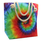 Tie-Dye Rope Handle Canvas Beach Tote Shopping Bag Strong Large Shoulder Hippy
