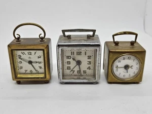 Antique Lot of 3 German Mechanical Alarm Clocks Junghans, Etc. for Parts/Repair - Picture 1 of 14