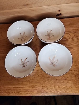 VINTAGE WINFIELD CHINA PASSION FLOWER CEREAL BOWLS SET OF 4 CALIFORNIA USA - Image 1 of 4