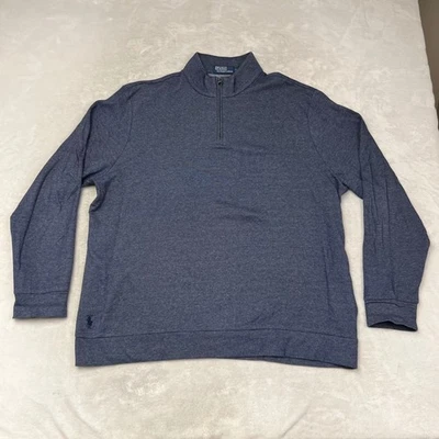 Polo Ralph Lauren Blue Quarter Zip Pullover Sweatshirt XXL Cotton Modal Blend - Image 1 of 4