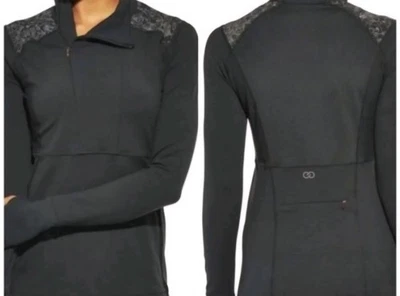 Pullover Calia by Carrie Underwood Floral Hombro Asimétrico Media Cremallera Negro L Foto 1 de 4