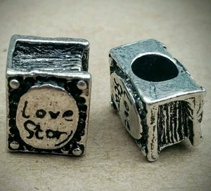 2PC Lot Antique Silver Love Story 3D Book European Bead Charms - Gift for Her - Picture 1 of 10