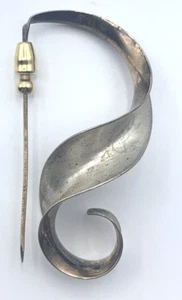 Vtg Modernist Gerhard Herbst Sterling Silver 14k Gold Anticlastic Brooch Pin - Picture 1 of 9