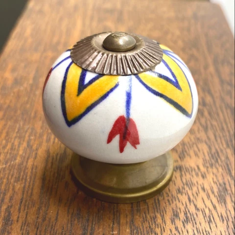 Antique Drawer Knobs Orange Red White Ceramic Round Kitchen Cabinet Cover