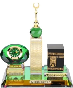 Decoraciones de mesa islámicas Tyenaza, figuras de cristal modelo torre reloj kaaba musulmana - Imagen 1 de 3
