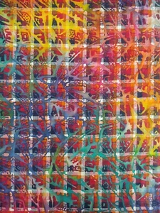 Unique BATIK Plaid KALEIDOSCOPE 58 All Cotton Fabric BY THE YARD Free Ship - Picture 1 of 2