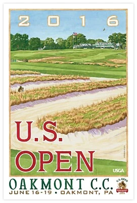 Póster de golf Lee Wybranski edición limitada 2016 US Open Oakmont Country Club Foto 1 de 4