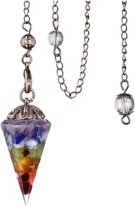 Péndulo de cristal de 7 chakras, gema facetada para adivinación, sanación y más. - Imagen 1 de 12