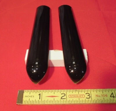 2 pcs. *Gloss Black* Ceramic Quarter Round Tiles  1" X 6"  Finished Corner Beak - Image 1 of 4