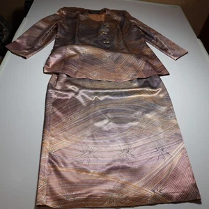 Moshita Couture Stunning Gorgeous 2-Pc Skirt Suit Formal Taffeta Shimmer Size 18 - Picture 1 of 24