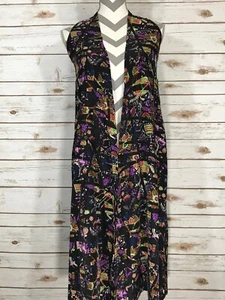 LuLaRoe XS Joy Duster Gilet Cardigan Floreale su Nero Estate Primavera NUOVO co - Foto 1 di 2