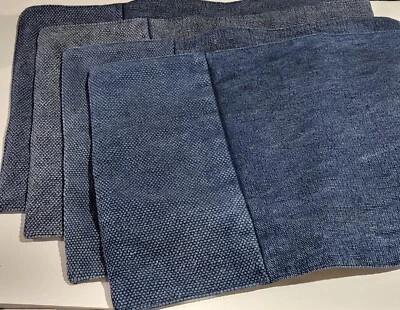 4 manteles individuales de lona de yute de algodón West Elm en azul medianoche    Foto 1 de 4