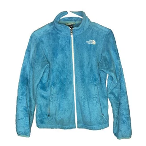 The North Face Girls Blue Fleece Full Zip Soft Fuzzy Jacket Sz Large (14-16) - Picture 1 of 9