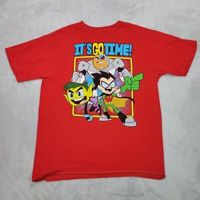 青少年泰坦去衬衫男孩 XXL 红色棉圆领卡通网络 DC 漫画儿童 — 第 1/4 张图片