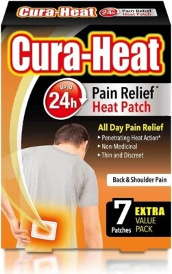 BRANDED Cura-Heat Back and Shoulder Pain Heat Patch, Pain Relief up to 24h, 7 Patches