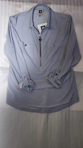 Anne Klein Womens Blouse Gray 3/4 Roll Tab Sleeve 1/4 Zip Size Small - Picture 1 of 13