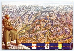 Cartolina d'epoca militare italiana Alpi mappa guerra con carabinieri soldato Bolzano - Foto 1 di 2