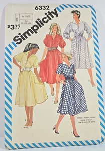1980s Simplicity 6332 Pullover Dress Flared Skirt Pattern Misses Size 8-12 Uncut - Picture 1 of 3