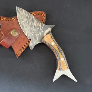 8" Fish Pattern Fire Storm Damascus Steel Knife For Hunting OX 389 - Picture 1 of 5