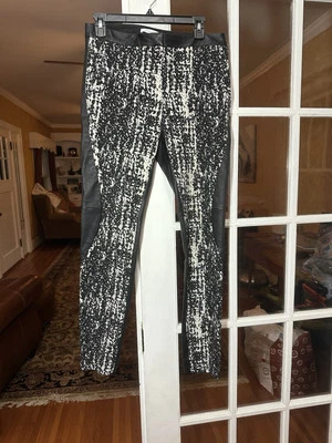 Pantalones Diane Von Furstenberg Dorthia Cuero Estampado Abstracto Negro, Blanco Talla 8 Foto 1 de 4