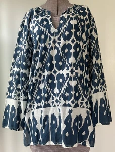 Blusa Top Madison Mathews Azul Blanco Cuello en V Talla Pequeña Nueva con Etiquetas - Imagen 1 de 5