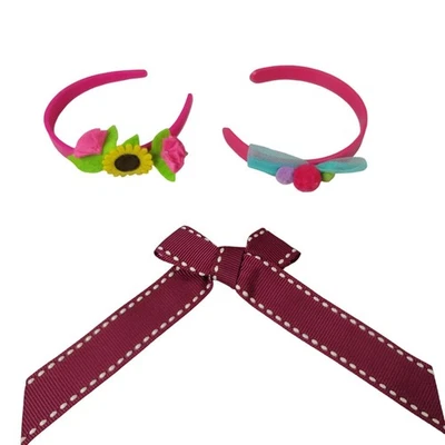 Accesorios para el cabello de muñecas de 18" peine cinta roja diademas florales rosas 3 piezas AG OG Foto 1 de 4