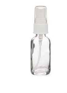 3 Bottles 1oz 30 ml Clear Glass Boston Round with White Plastic Spray Atomizer - Picture 1 of 3