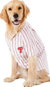 MLB Licensed Philadelphia Phillies Pet Dog Jersey Size Large White Red Stripe - Picture 1 of 6