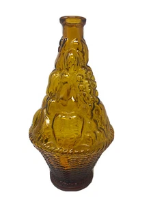 Vtg Empoli Italian Art Glass Amber Fruit Basket Genie Bottle Decanter 11” - Picture 1 of 12