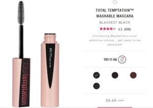 MAYBELLINE TOTAL TEMPTATION MASCARA 601 BLACKEST BLACK New - Picture 1 of 3