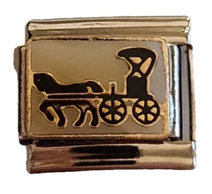 Pferd und Kutsche Buggy Italian Charm 9 mm Armband Glieder - Bild 1 von 1