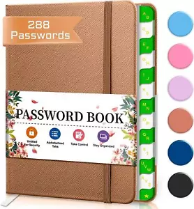Password Book with Alphabetical Tabs, Password Book Small 6.1 * 4.7 , Internet A - Picture 1 of 5