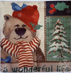 Funda de Almohada de Navidad Funda SIN INSERTO Oso Retro Vida Maravillosa 17 X 17 - Imagen 1 de 2