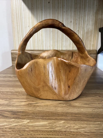 Hand carved Wooden Basket Cover