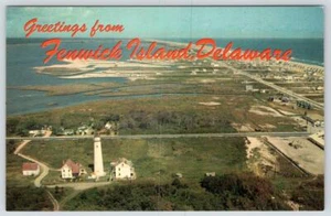 SALUDOS DESDE FENWICK ISLAND DELAWARE VISTA AÉREA FARO PLAYA POSTAL - Imagen 1 de 2