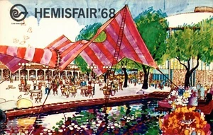 1968 SAN ANTONIO TEXAS HemisFair '68 Postcard Food Pavilion Artist's View - Picture 1 of 2
