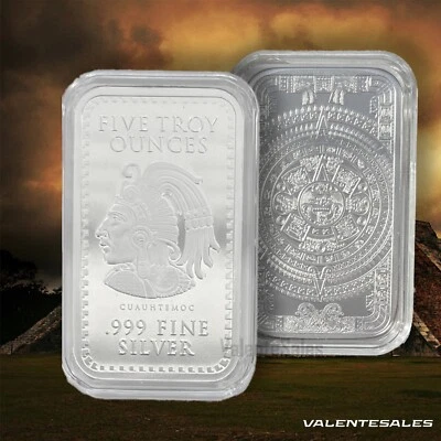 5 oz .999 Fine Silver Aztec Calendar Silver Bar   *SPECIAL** - Image 1 of 3