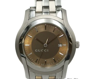 Gucci 5500XL Quartz Men's Watch Brown Dial 38mm Round Analog SS From Japan - Picture 1 of 10