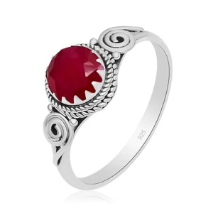 Simulated Ruby Gemstone 925 Sterling Silver Ring Jewerly For Women LR-016 - Picture 1 of 1