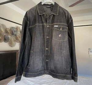 ROCA WEAR Black/gray Denim Button Jean Jacket men's Size 2XL - Picture 1 of 9