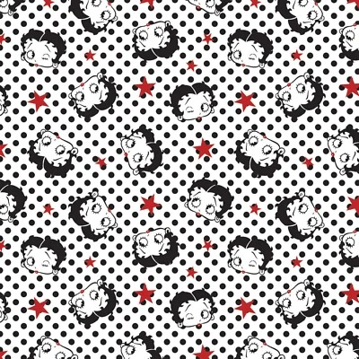 16 Inches Betty Boop Cartoon Character Sassy Star White Dot Cotton Fabric 303 - Image 1 of 2