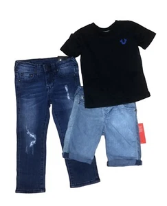 True Religion Boys T-Shirt & Short Set  Jeans Size 4 Toddler NWT LOT - Picture 1 of 10