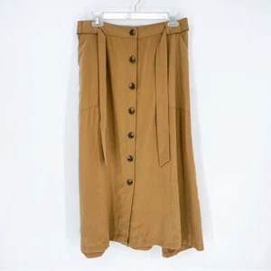 Neu mit Etikett Mango Damen US Medium neutraler Midirock mit Knopfleiste hellbraun - Bild 1 von 9